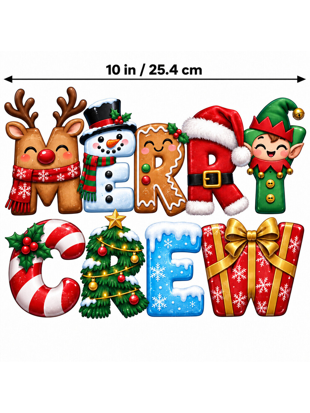 4PCS 10in Merry Crew Christmas Character DTF Transfers
